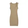 Vestido Curto de Verão Novo Chegada Estilo Desejo Puro Gola Quadrada Sem Mangas Cintura Marcada Aderente ao Corpo Slim-fit Cor Sólida Vestido Regata Spicy Girl Feminino