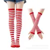 Calcetines navideños mujer calcetines de Halloween calcetines altos cosplay festivo europeo y americano calcetines a rayas set de calcetines con guantes