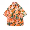 Camisa Floral Hawaiana para Niños Verano Delgado Estilo Hong Kong Ins Marca de Moda Casual de Moda Top de Media Manga