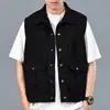 Nuevo chaleco sin mangas de solapa estilo americano para hombre, primavera y otoño, nueva chaqueta versátil retro de trabajo para pesca al aire libre, corte holgado para hombre
