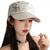Gorra de hípica de ala plana con estampado de leopardo y remaches tachonados, gorra de vendedor de periódicos vintage desgastada de alta gama, gorra de mujer moderna y única