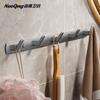 Gancho para ropa de pared de aluminio, sencillo, para colgar en la pared, color gris pistola, sin perforaciones, para puerta trasera