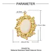 Pingente floral vintage francês DIY de aço inoxidável para mulheres, brincos de folha oval com pedra natural, pingente de joia de aço titânio