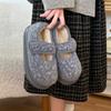 Calzado de Exterior Cómodo Casual Zapatos Mary Jane Corazón Femenino Velcro Zapatos de Algodón de Moda Zapatos Gruesos Peludos para Mujer Invierno