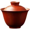 Conjunto Gaiwan de Argila Roxa Mojing com Padrão de Casca de Laranja, Conjunto de Chá Kung Fu para Uso Doméstico, Conjunto de Presente Gaiwan Três Talentos para Preparo de Chá Muyan