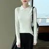 Suéter de punto fino, nuevo otoño/invierno 2026 para mujer, cuello polo, manga larga, corte ajustado, acanalado, fino, base para suéter