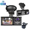 Câmera de Painel C309 com Tela de 2 polegadas, Wifi, Conexão com Celular HD, Três Lentes, Monitoramento de Estacionamento com Visão Noturna, Câmera de Carro D