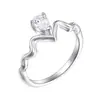 Anillo Corazón de Plata de Ley S925 con Circonita Transfronterizo Europeo y Americano Anillo de Plata de Ley de Gama Alta Nicho Fila de Anillos de Plata Trenzada con Diamantes