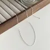 Cadena Sencilla de Plata de Ley 925 para Mujer, Cadena de Onda de Agua, Diseño Sencillo de Nicho, Cadena Clavicular Moderna y Única 7299A