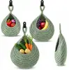 Corda de algodão tecida à mão, corda de cânhamo, rede de frutas de crochê, bolso de armazenamento, rede de armazenamento de bolso, cozinha de bolso, corda de cânhamo, cesta de frutas pendurada