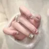Uña de ojo de gato hecha a mano para llevar uña corta de verano para novia parche de uña listo para usar pegatinas de uñas al por mayor