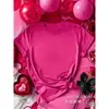 [Código Europeu Transfronteiriço] Camiseta Feminina Lisa de Manga Curta com Gola Redonda Solta de Cor Pura Transfronteiriça