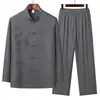 Traje Tang Bordado Estilo Chino de Verano para Hombres, de Mediana Edad y Mayores, Atuendo de Papá, Ropa de Abuelo, Traje Casual de Manga Larga, Hanfu