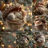 Decoraciones Navideñas de Ardilla Castaña y Erizo Transfronterizas Adornos para Árbol de Navidad Adornos Acrílicos Impresos Planos 2D