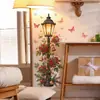 Fun-h41 Luminária de Rua Retrô Simulação Flores Borboletas Quarto Sala de Estudo Adesivo de Porta Decoração de Embelezamento Doméstico Adesivo de Parede