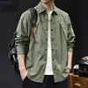 Chamarra tipo camisa casual transfronteriza para hombre, nueva tendencia primavera 2026 marca ajuste holgado ropa de trabajo manga larga para hombre, gris