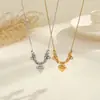 Moda Europea y Americana Transfronteriza Colgante de Corazón Escarchado Cepillado Collar de Acero Inoxidable Cadena para Clavícula Collar de Lujo Elegante Accesible