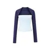 Camiseta a la moda de bloques de color, imitación de dos piezas, manga larga, nuevo estilo de primavera, elegante y versátil, corte ajustado, favorecedora, top básico para chica popular