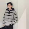 Sudadera de Otoño para Niños 2026 Nueva Moda Camisa Base Rayada con Capucha para Niños Mayores, Moderna para Primavera y Otoño