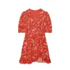 Comércio exterior atacado transfronteiriço 2026 novo estilo europeu e americano moda feminina estampa francesa gola V manga curta vestido curto