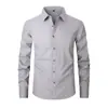 Camisa popular de comercio exterior para hombre, manga larga, color liso, tallas grandes para hombre, fácil de cuidar, mezcla de algodón, top casual de negocios para hombre