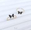 Anillo Mariposa de Circonita de Color Bolsillo de Oro de 14K Anillo Dividido de Circonio de Color Moda Lujo Ligero Avanzado Exquisito Anillo Simple