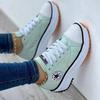 Zapatos Casuales de Talla Grande Transfronterizos Europeos y Americanos para Mujer 2024 Primavera y Otoño Nuevos Color Sólido Suela Gruesa con Cordones Zapatos de Lona Zapatos Casuales