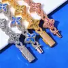 Hip-Hop Europeu e Americano Transfronteiriço 8mm Prata S925 Moissanite Trevo de Quatro Folhas Figura de Oito Corrente Cubana Colar Masculino Joias da Moda