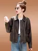 Chaqueta de Piel Genuina Haining Nueva para Mujer Primavera y Otoño, Talla Pequeña, Abrigo Corto Casual Holgado Estilo Coreano Vintage