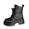 Botas de Plataforma Martin para Mujer Estilo Británico 2026 Nuevas Otoño/Invierno Plataforma Altura Aumentada Engrosada Botines Cortos con Felpa Moda Versátil Botas de Algodón para Mujer
