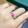 Anillo simple de plata 925 con incrustación de ópalo rosa natural anillo 5x 7mm vivo trémolo suministro de ultramar