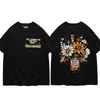 Camiseta Masculina de Manga Curta Estampada com Novo Design de Verão, Gola Redonda, Moda Casual Solta, Tops Masculinos
