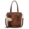 Bolso Retro de Otoño para Mujer 2025 Nueva Moda Versátil Bolso de Hombro Cruzado de Gama Alta Estampado de Leopardo Bolso Cubo