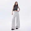 Jeans Laranja Infantil # Textura de Linho e Algodão Fresco de Perna Larga para Mulheres, Caimento Solto, Emagrecedor, Fluido, Casual, Versátil, Calça de Comprimento Total.