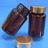 Botella Spot Marrón PET 100ML Producto para el Cuidado de la Salud Tapa Dorada Botella de Plástico Botella para Pastillas Caramelos Botella para Cápsulas de Vitaminas