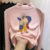 Camiseta térmica para niña con forro de polar, cuello semi-alto, camiseta gruesa, nuevo estilo otoño/invierno 2026, tejido cepillado, para niños de talla mediana y grande