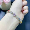 Pulsera de Zafiro Natural Popular y Colorida Plata S925 Piedra Principal para Mujer 4*6mm Venta Caliente Dropshipping Transfronterizo
