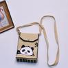Bolso para teléfono móvil de estilo coreano con diseño de panda pequeño, bandolera de punto, bolso de mano con solapa, bolso informal para salir
