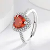 Anillo de Amor Corazón a Corazón con Flor de Hielo Cortada de Piedra Preciosa de Colores de Venta Caliente en Tiktok con Anillo de Diamante de Alto Carbono Paraiba