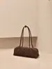 2026 Nuevo Otoño Estilo Francés Dachshund Importado Piel de Vaca de Capa Superior Cuero Genuino Gamuza Bolso de Axila Bolso Baguette de Gran Capacidad