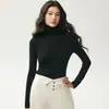 Nueva colección de otoño e invierno: Suéter de punto fino, delgado y elegante para mujer con cuello de volantes, perfecto como capa base