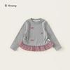 Ropa infantil Yubao verano nuevo cuello redondo infantil estilo coreano top niñas cuadros patchwork ropa lazo chaleco