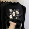 Camiseta interior versátil de forro polar para niños, estilo otoño e invierno, camiseta para niñas, cuello semi-alto, para niños mayores, capa interior cálida, top de manga larga