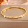 Pulsera de Acero de Titanio de Alta Gama para Mujer con Incrustaciones de Diamantes Cuadrados, Moda Europea y Americana Transfronteriza, Para Pareja, No se Desvanece, Versátil, Al por Mayor