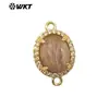 WT-C336 Conector de Colgante con Gema de Color Ovalada Incrustada de Circonita Accesorios para Pendientes de Niña Collares