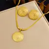 Moda Europeia e Americana Feminina para o Dia a Dia Aço Inoxidável Banhado a Ouro Flor Coração Pérola Irregular Conjunto de Brincos e Colar