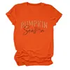 Temporada de Calabaza Amazon Wish Estación Independiente Camiseta de Manga Corta con Cuello Redondo de Moda y Única para Mujer