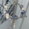 Popular Pulsera Serie Azul con un Fresco Estilo Oceánico, Versátil y Elegante Pulsera Estilo Palacio Cola de Pez Cadena de Cuentas Regalo para Estudiantes