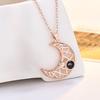 Collar de Succión Sol y Luna para Mujer Colgante de Piedra de Proyección Sol Luna 100 Idiomas Te Amo Cadena para Clavícula de Pareja