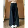 Pantalones de Talla Grande 150kg Cuadros Bloque de Color Pierna Ancha Pantalones Casuales para Mujer Primavera y Verano Delgados de Cintura Alta Caída Sueltos Pierna Recta Largos